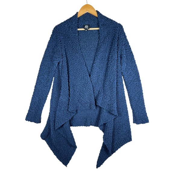 Bobeau Womens L Blue Open Front Cardigan Sweater Popcorn Knit Cozy Casual BOHO - Picture 1 of 9